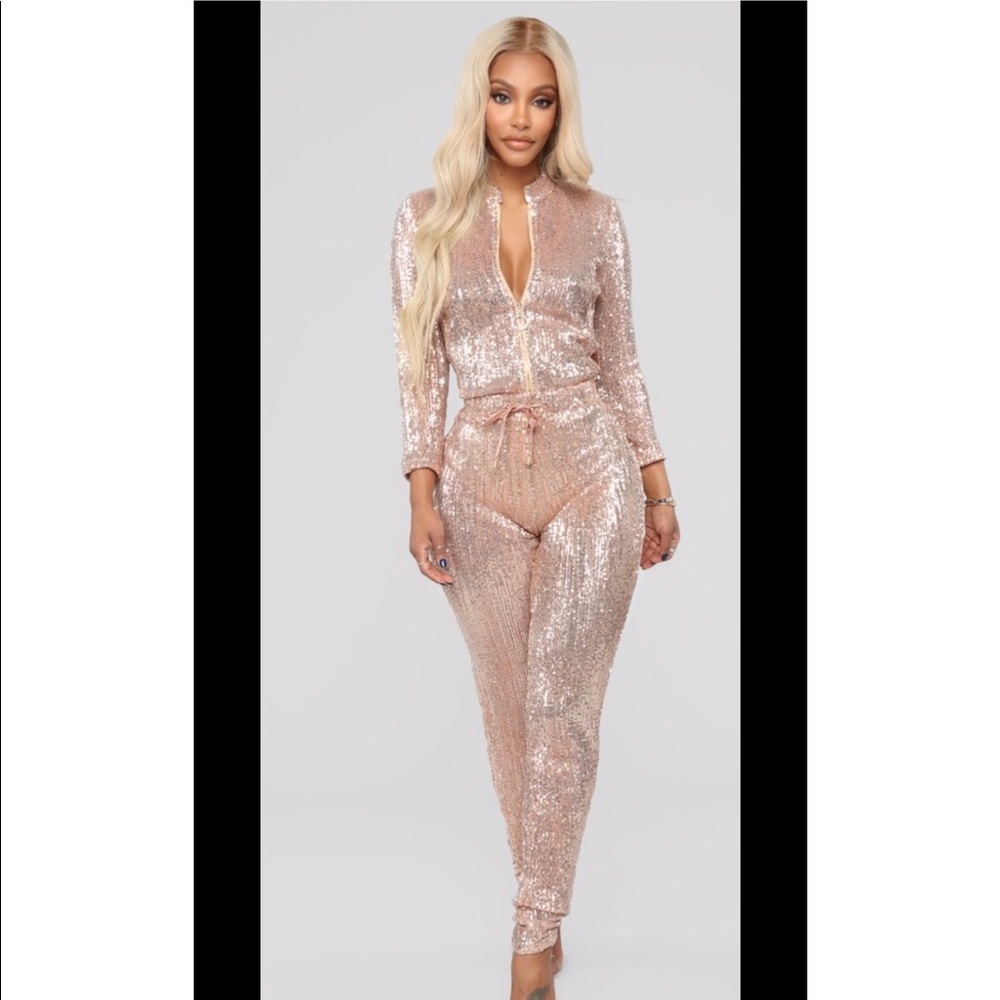 Brand New Fashion Nova Rose Gold Jumpsuit